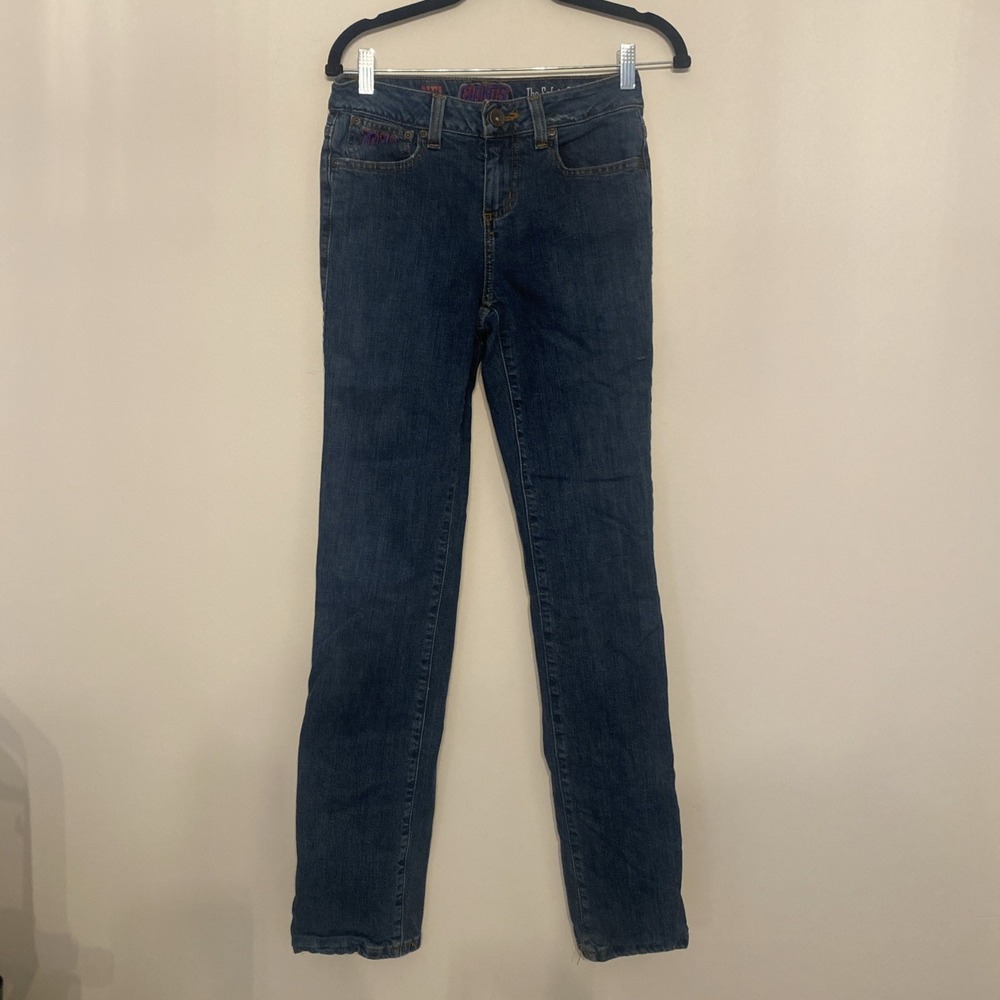 Y2K NFL New‎ York Giants Embroidered Denim Jeans 27x32 Straight Leg Low Rise